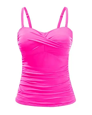 Stylish Tummy Control Tankini Top Women's Twist Front Bandeau Bathing Suit