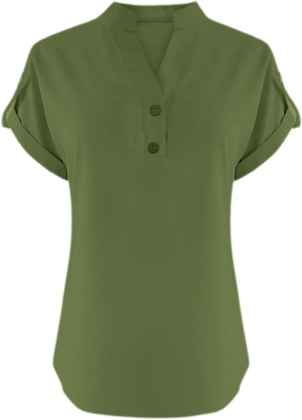 Summer Linen Tops for Women Trendy 2025 Dressy Short Sleeve V Neck Button Down Shirts Loose Tunic Shirt Blouses