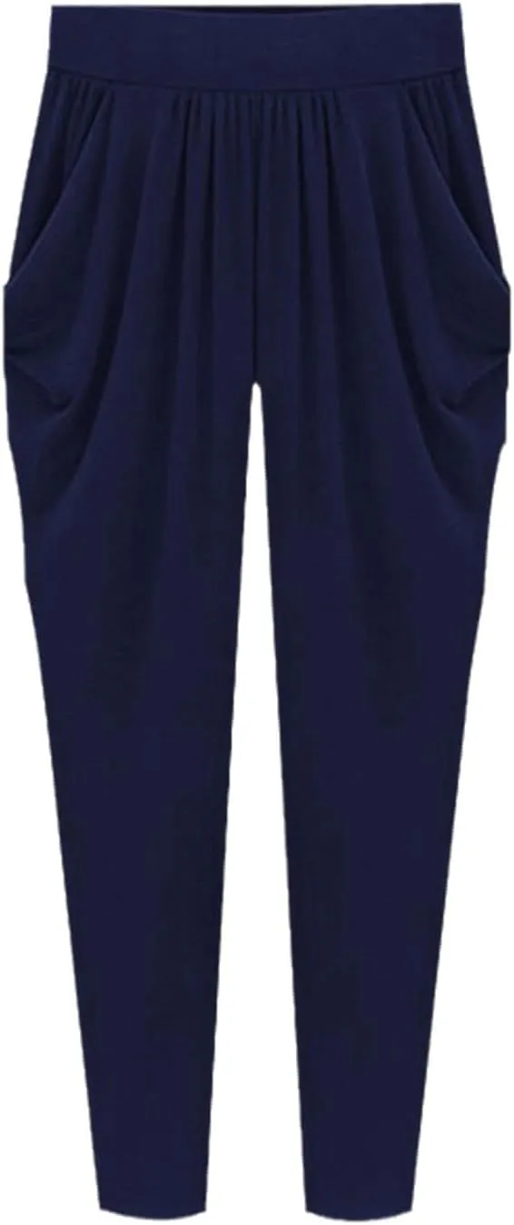 Summer Womens Harem Pants High Waist Loose Straight Ankle-Length Pants Comfortable Casual Capris