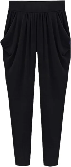 Summer Womens Harem Pants High Waist Loose Straight Ankle-Length Pants Comfortable Casual Capris