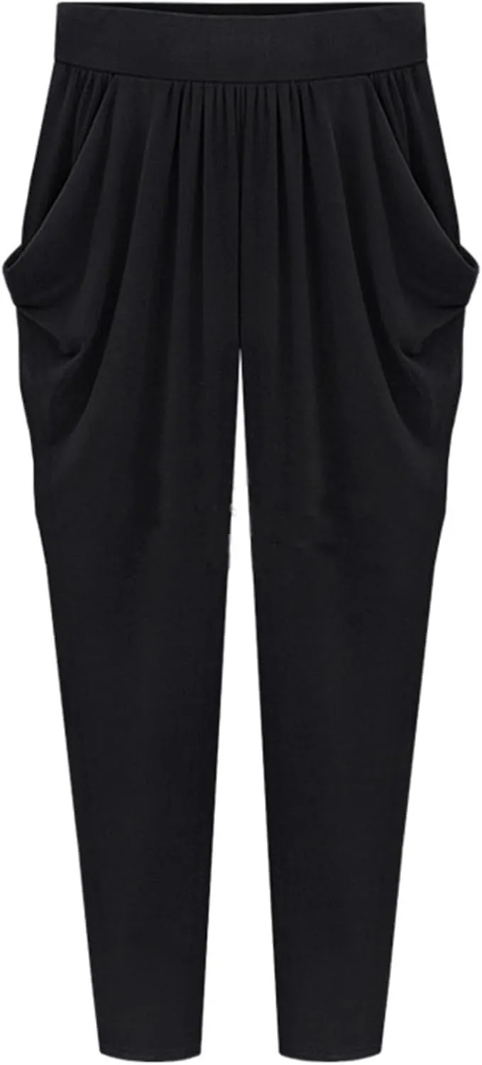 Summer Womens Harem Pants High Waist Loose Straight Ankle-Length Pants Comfortable Casual Capris