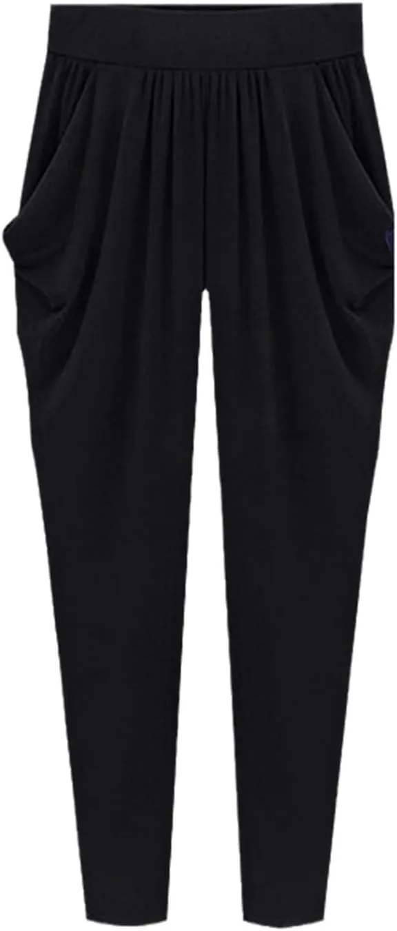 Summer Womens Harem Pants High Waist Loose Straight Ankle-Length Pants Comfortable Casual Capris