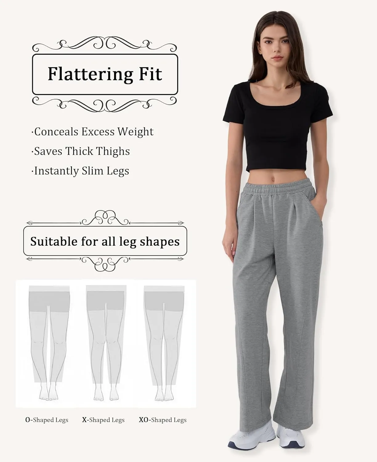 Susclude Baggy Sweatpants for Women Y2k Wide Leg Pants Summer High Waisted Drawstring Pleated Lightweight Pants with Pockets