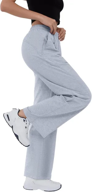 Susclude Baggy Sweatpants for Women Y2k Wide Leg Pants Summer High Waisted Drawstring Pleated Lightweight Pants with Pockets