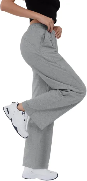 Susclude Baggy Sweatpants for Women Y2k Wide Leg Pants Summer High Waisted Drawstring Pleated Lightweight Pants with Pockets