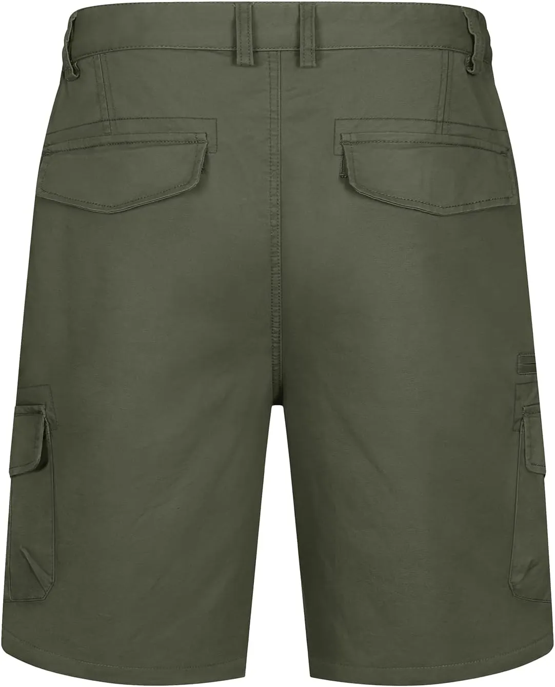 TACVASEN Men's Cargo Short 7 Pockets Comfortable Cotton Elastic Waist Causal Work Shorts