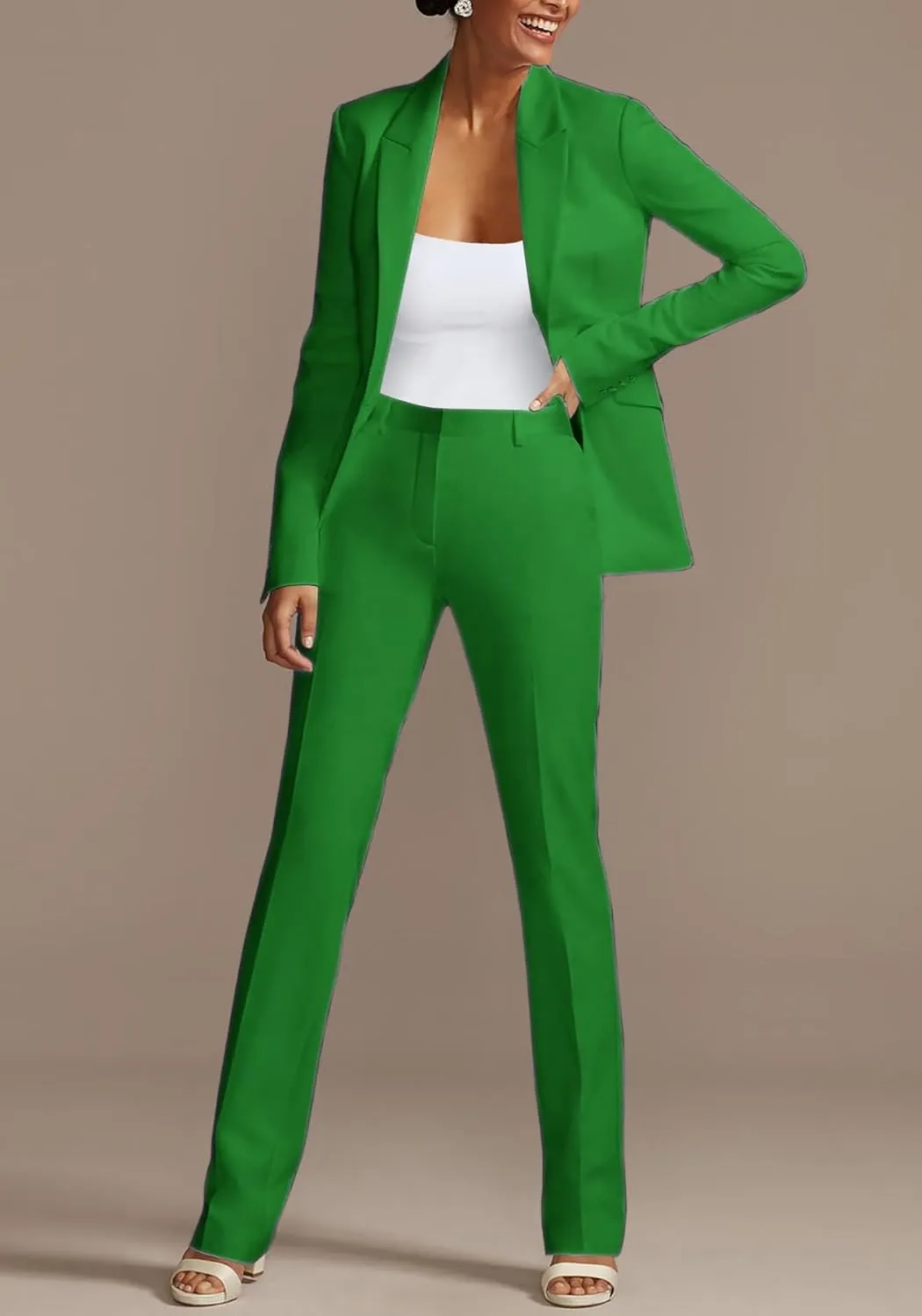 Tcremisa Women's Fashion Fall 2 Piece Pant Suit Dressy Long Sleeve Blazer and Slim Fit Pants Set Business Outfits