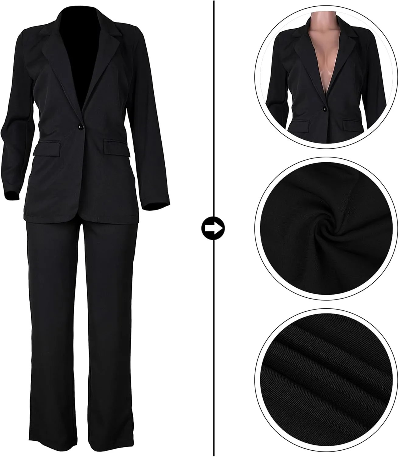 Tcremisa Women's Fashion Fall 2 Piece Pant Suit Dressy Long Sleeve Blazer and Slim Fit Pants Set Business Outfits