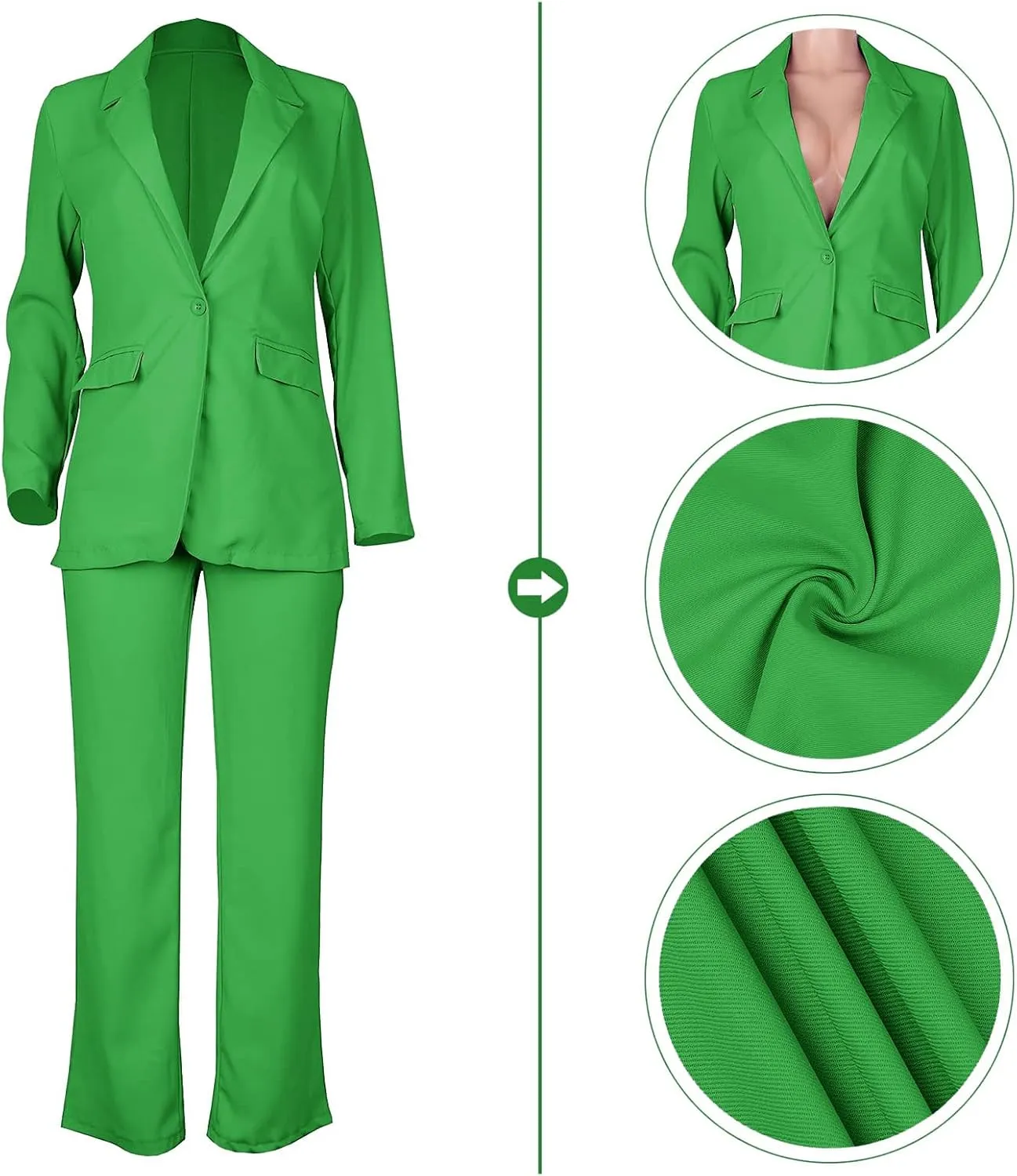 Tcremisa Women's Fashion Fall 2 Piece Pant Suit Dressy Long Sleeve Blazer and Slim Fit Pants Set Business Outfits