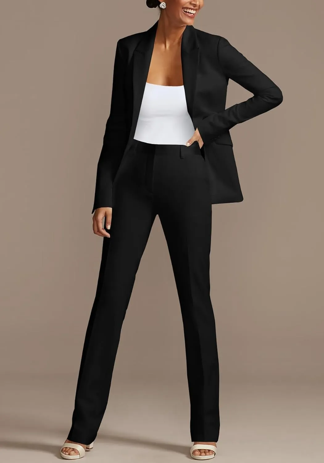 Tcremisa Women's Fashion Fall 2 Piece Pant Suit Dressy Long Sleeve Blazer and Slim Fit Pants Set Business Outfits