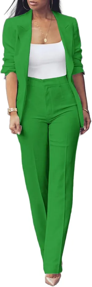Tcremisa Women's Fashion Fall 2 Piece Pant Suit Dressy Long Sleeve Blazer and Slim Fit Pants Set Business Outfits