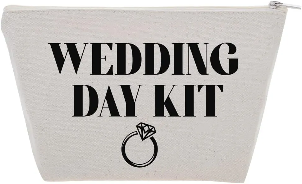 Tees & Tails Bride's Emergency Wedding Day Kit Gusseted Make-Up Bag for Oh Shit Kit (Canvas Bag Only) (Natural) (Wedding Day Kit Natural, 9.5 x 5.5 x 3 Inches)