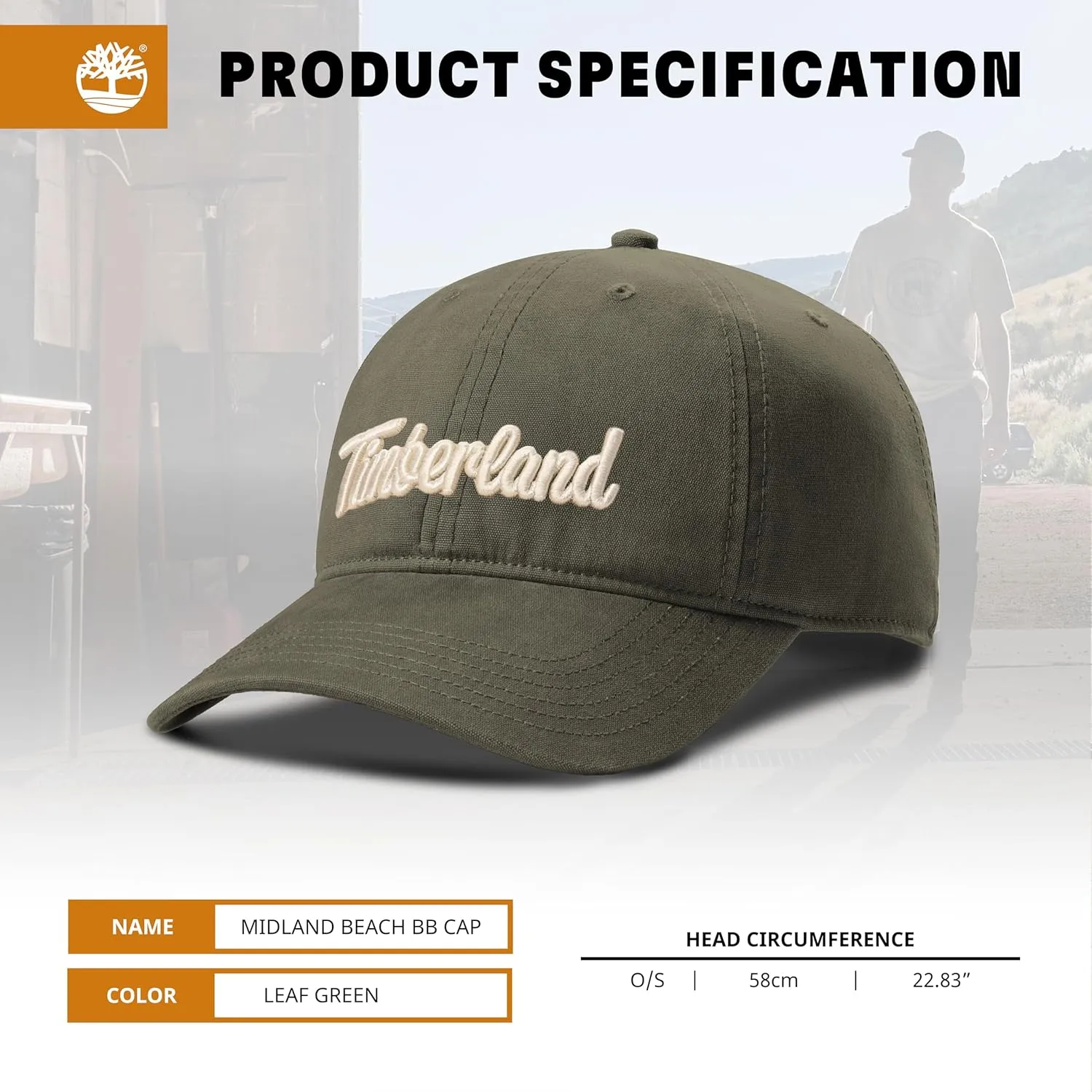 Timberland Midland Beach Men's Baseball Cap, Soft Cotton, Adjustable, Lightweight & Stylish Hat for Outdoor Activities