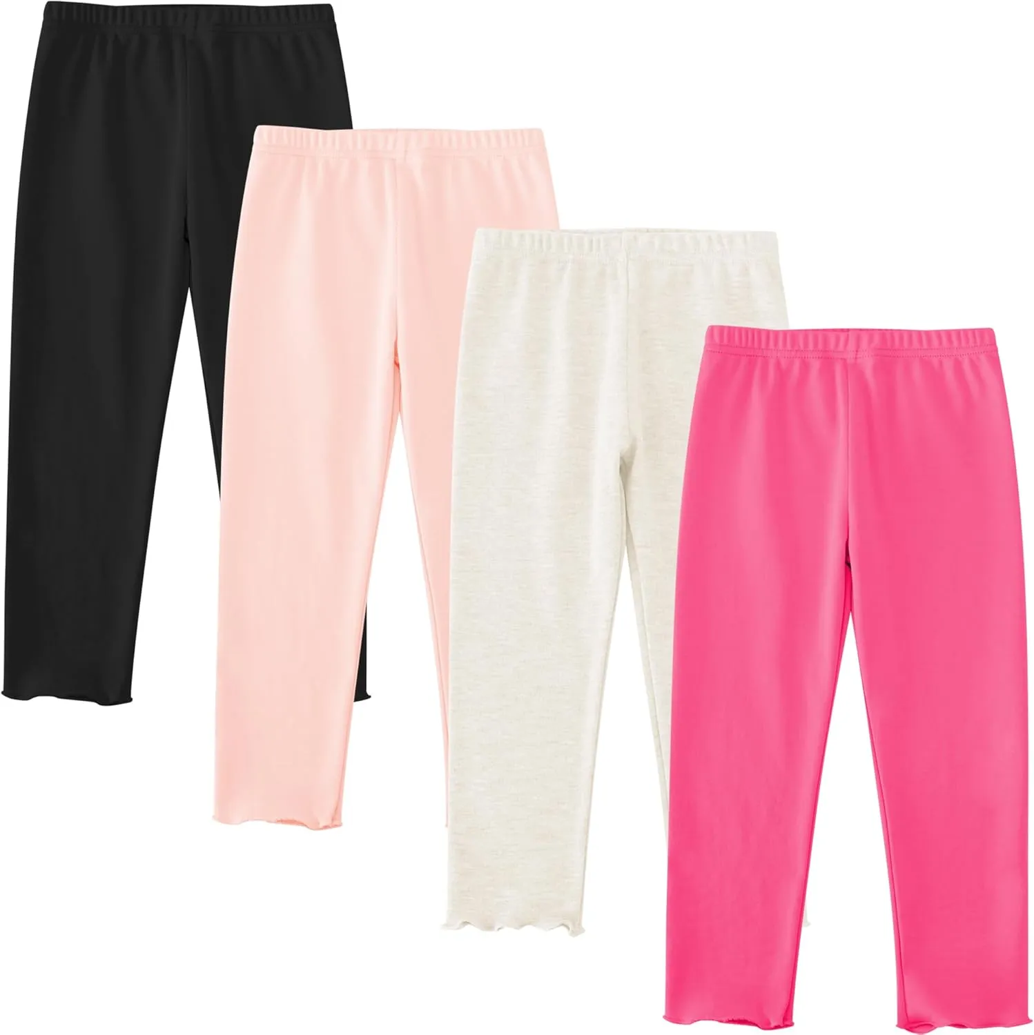 Toddler Girls' Soft Cotton Pants, 4-Pack Leggings, 2-6 Years