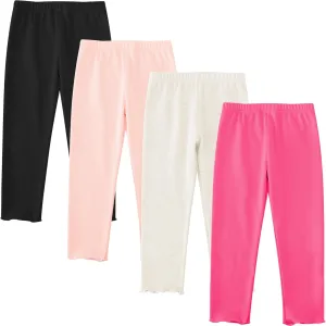 Toddler Girls' Soft Cotton Pants, 4-Pack Leggings, 2-6 Years