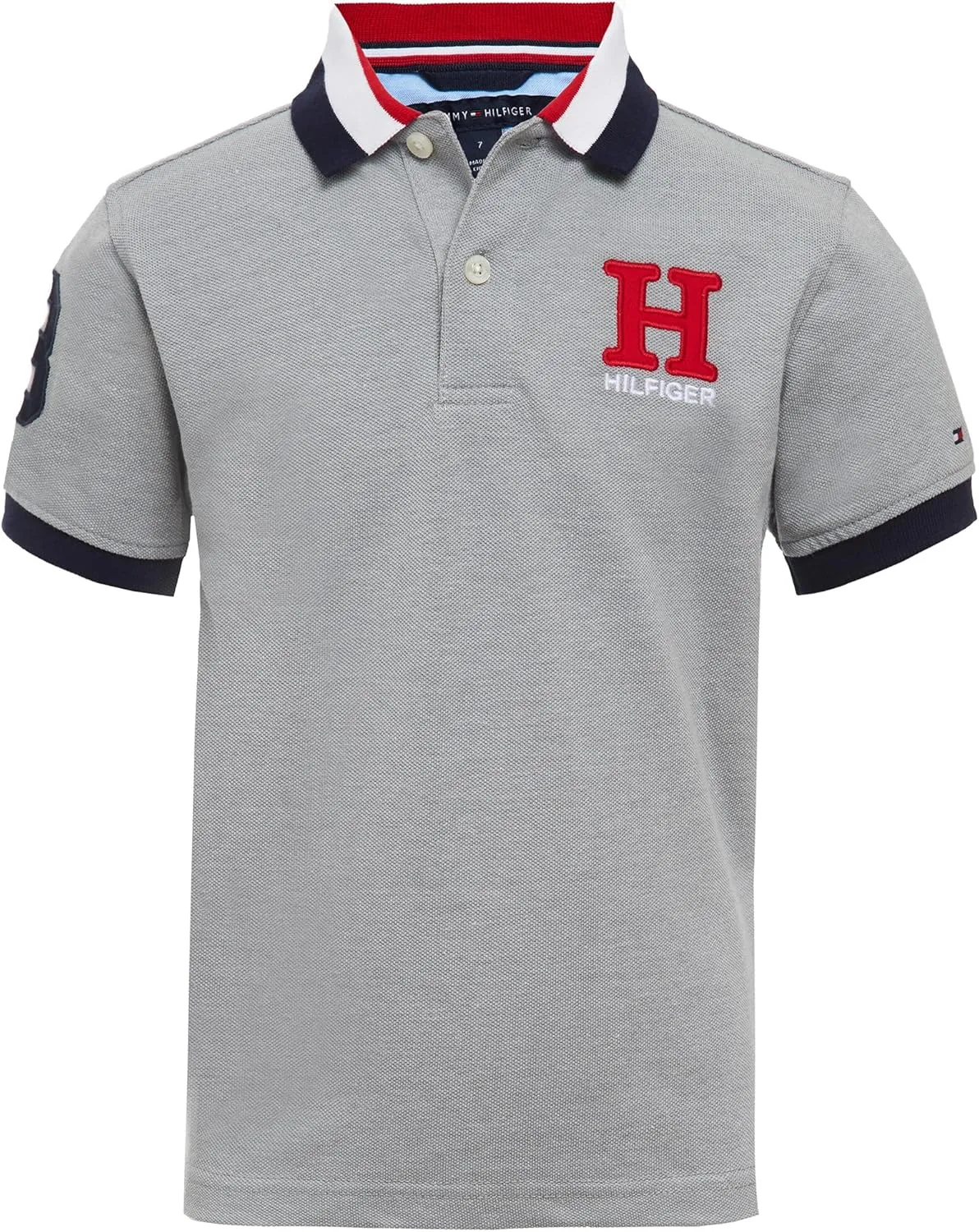 Tommy Hilfiger Boys' Short Sleeve Premium Pique Polo Shirt, Button Closure, Soft & Comfortable