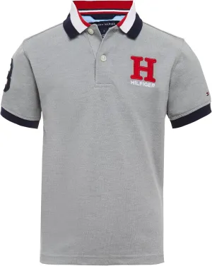 Tommy Hilfiger Boys' Short Sleeve Premium Pique Polo Shirt, Button Closure, Soft & Comfortable