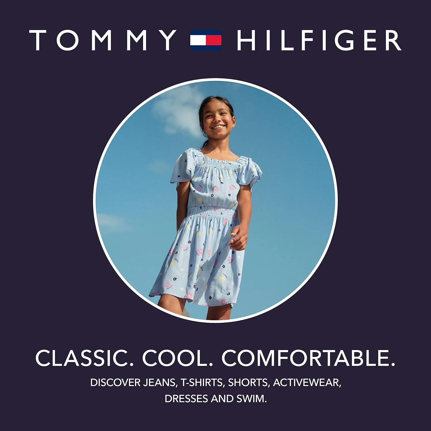 Tommy Hilfiger Girls' Seersucker Plaid Dress with Bubble Sleeve, Everyday Casual Wear, Soft & Comfortable Fit