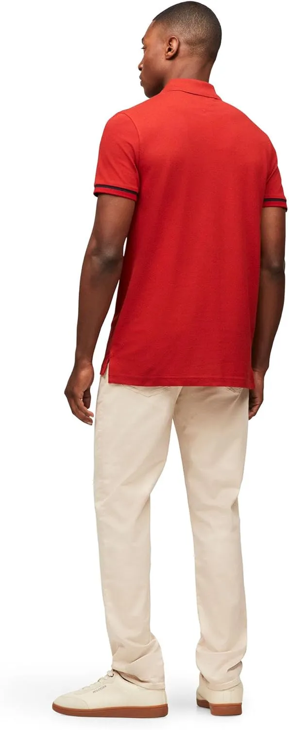 Tommy Hilfiger Men's Short Sleeve Casual Polo Shirts in Regular Fit with Stretch and Cuff Designs
