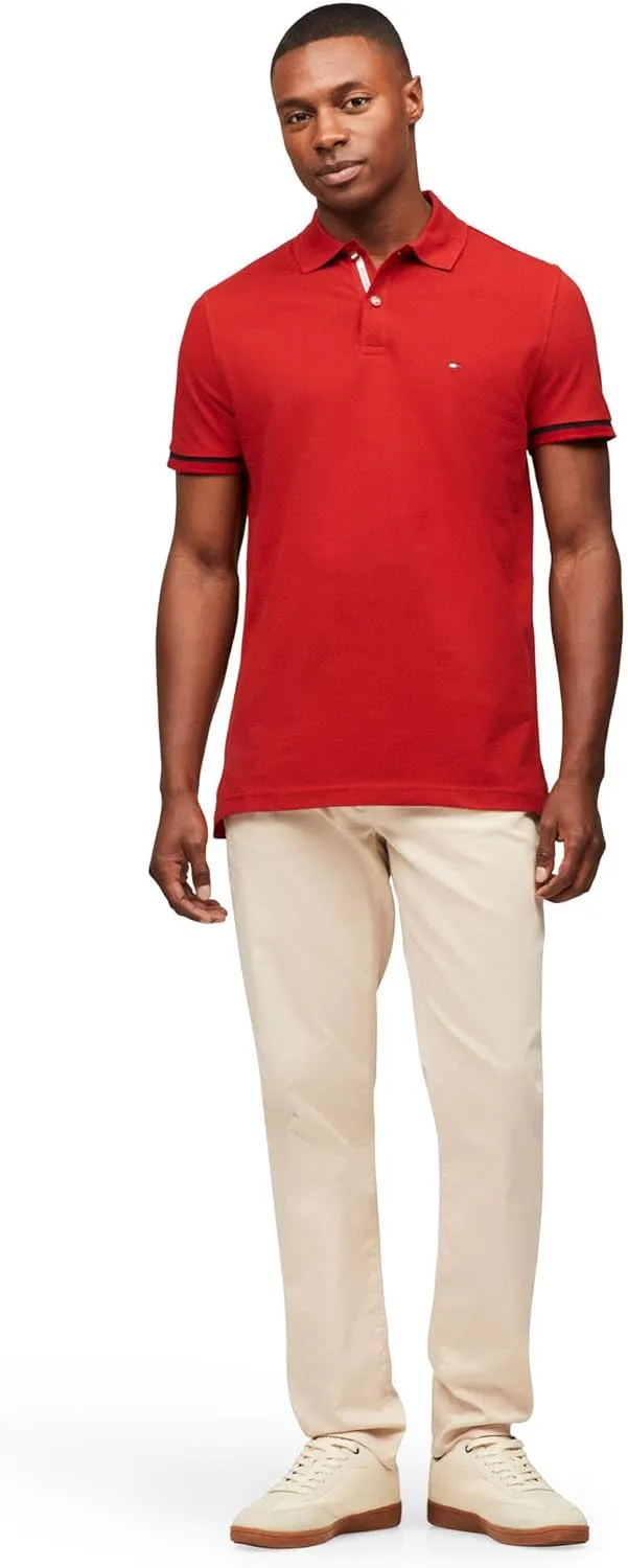 Tommy Hilfiger Men's Short Sleeve Casual Polo Shirts in Regular Fit with Stretch and Cuff Designs