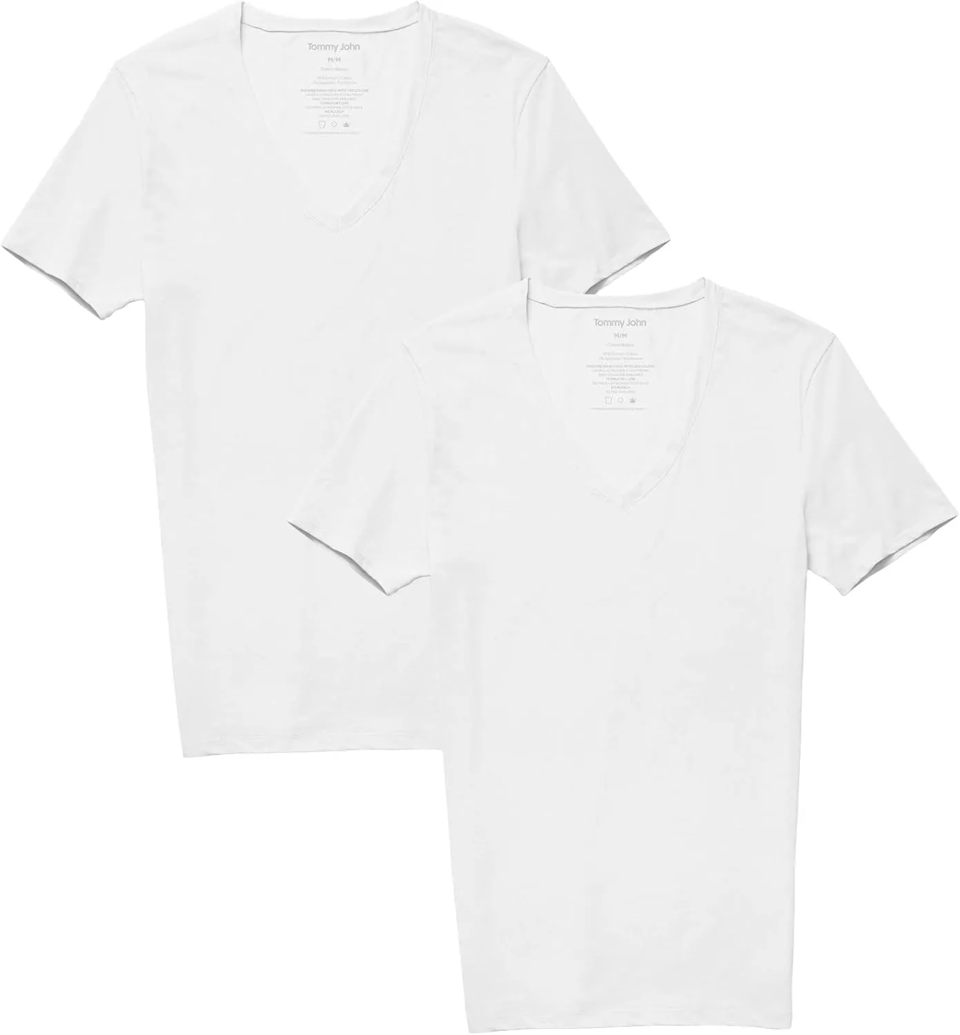 Tommy John Men's Cotton Basics Undershirt - Stay Tuck Design - Soft Slim Fit Comfortable Undershirt