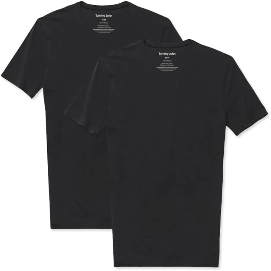 Tommy John Men's Cotton Basics Undershirt - Stay Tuck Design - Soft Slim Fit Comfortable Undershirt