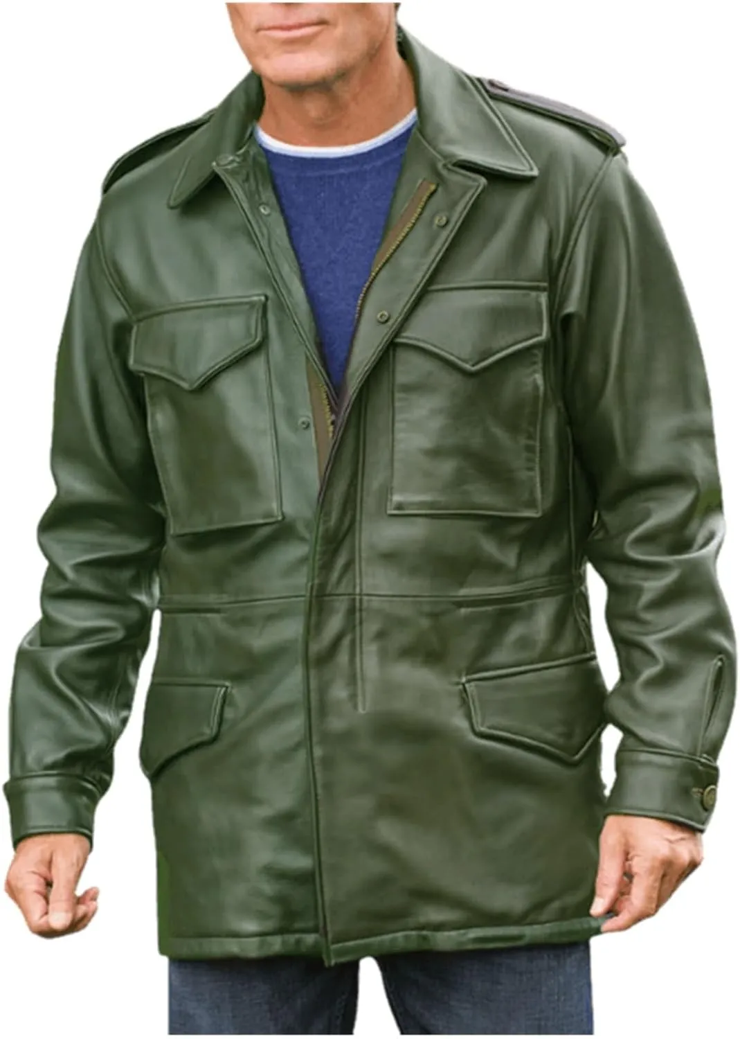 US Army Leather M65 Field Jacket Men Military M-65
