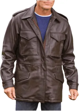 US Army Leather M65 Field Jacket Men Military M-65