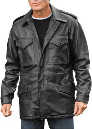 US Army Leather M65 Field Jacket Men Military M-65