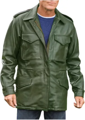 US Army Leather M65 Field Jacket Men Military M-65