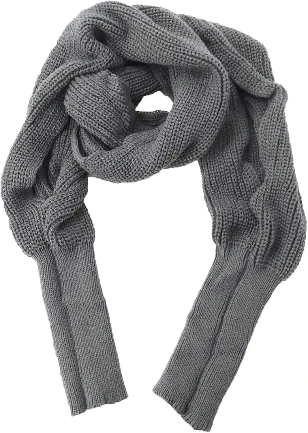Verdusa Women's Wrap Scarfs with Sleeves Chunky Knit Shrug Sweater Tops