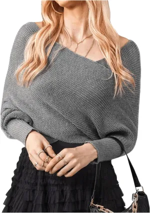 Verdusa Women's Wrap Scarfs with Sleeves Chunky Knit Shrug Sweater Tops