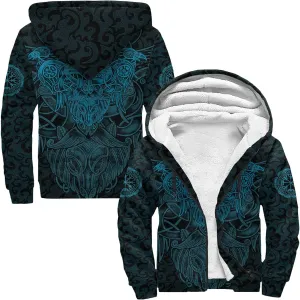 Viking tattoo Men's Hoodies Sherpa Lined Hooded Fleece Heavyweight Coat Winter Thick Warm Sweatshirt Full Zip Jacket (Color : Father Odin, Size : Large)