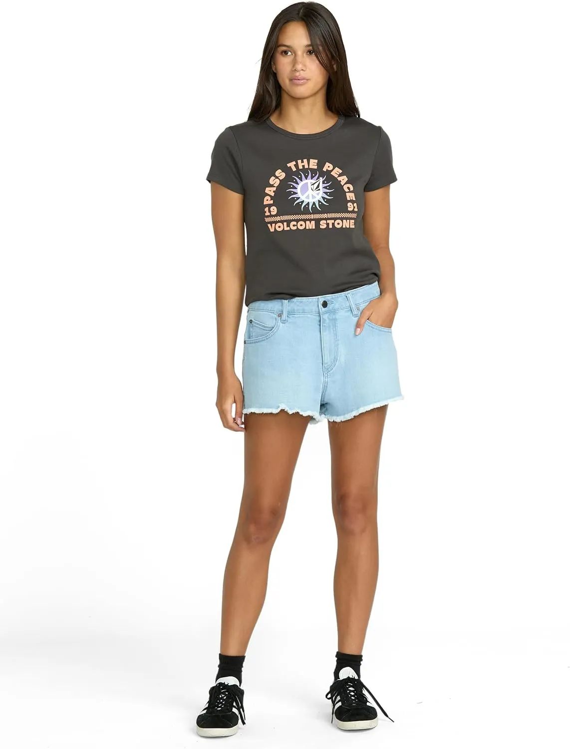 Volcom Women's 1991 Stone High Waisted Cutoff Denim Jean Short