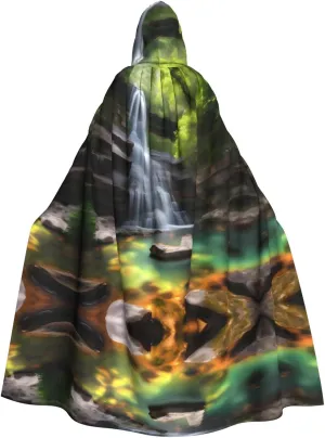 Waterfall views unisex halloween party role-playing hooded cloak renaissance medieval costume - soft and comfortable