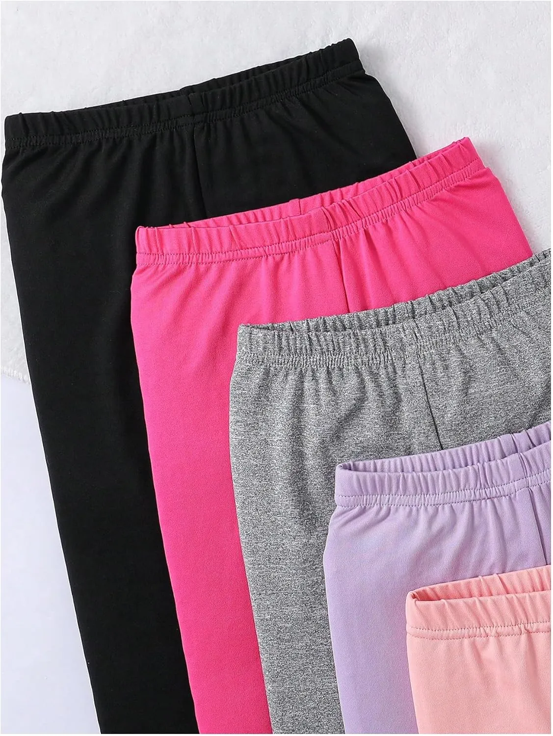 WDIRARA Girl's 5 Pack Elastic Waist Pants Casual Stretch Leggings Comfortable Bottoms Set