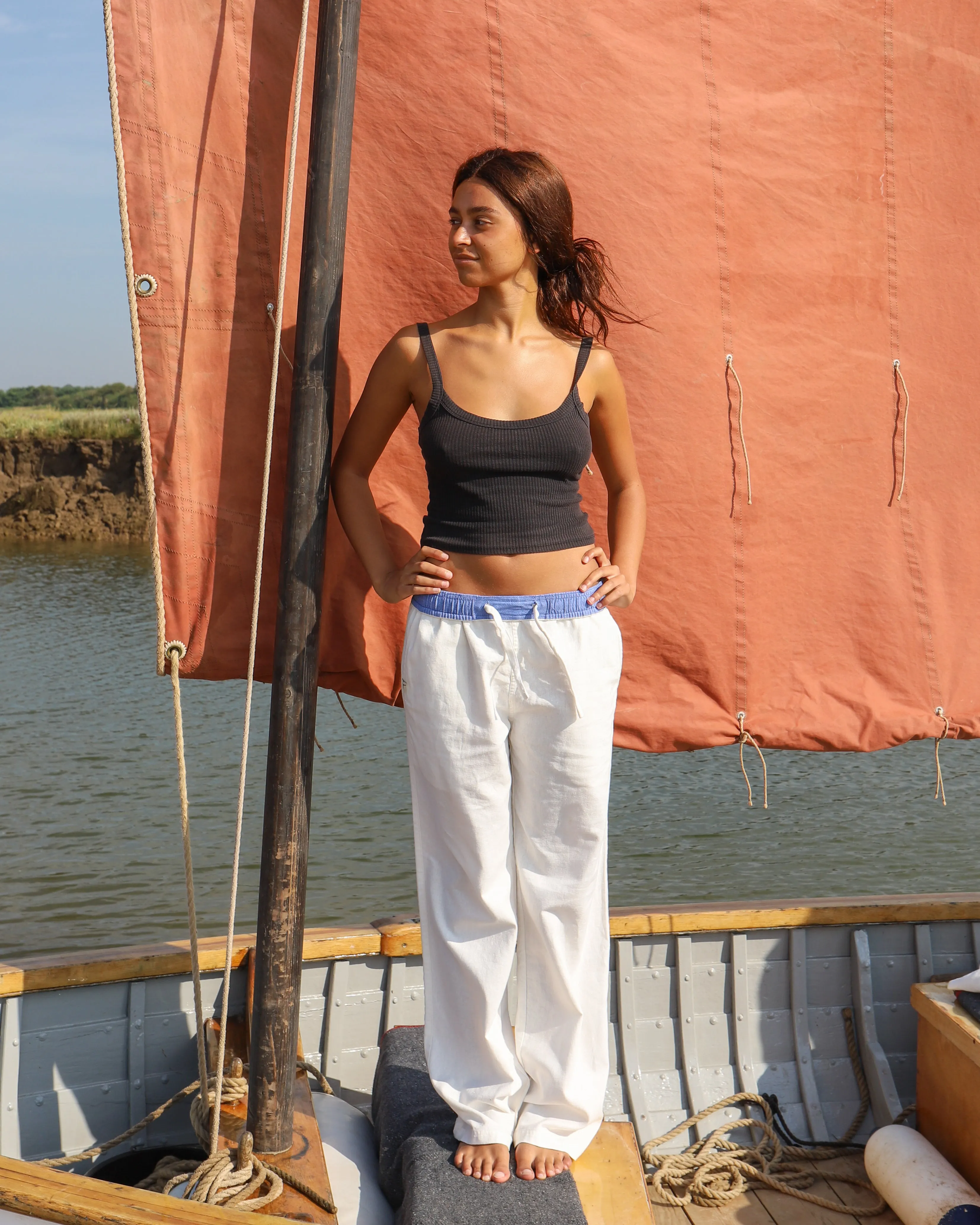 White & Blue Flipin' Linen Trouser