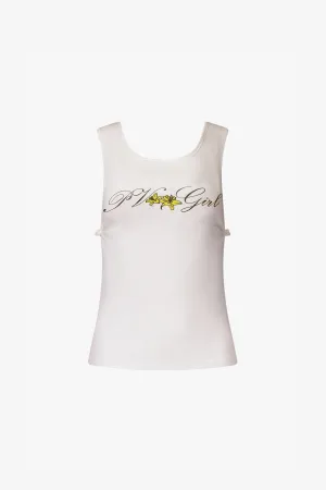 White PV Girl Knot Tank Top