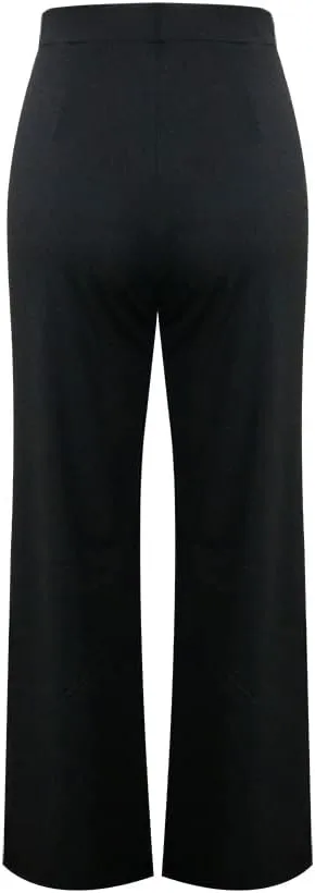 Women High Waist Straight-Leg Pants Elastic Waist Flared Trousers