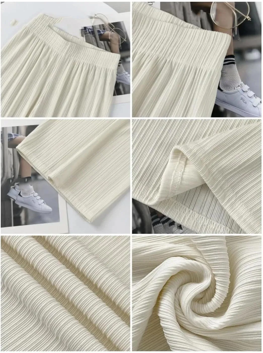 Women Summer Fashion Ice Silk Wide Leg Pants Baggy Thin Chiffon High Waist Saggy Loose Straight Casual Trousers