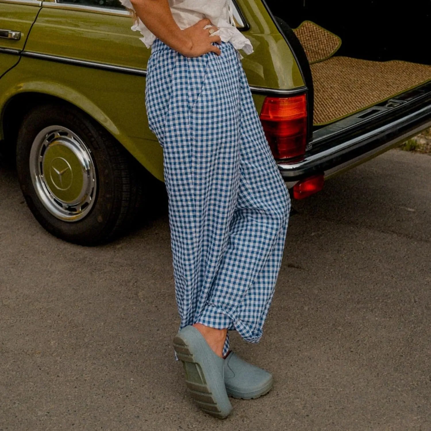 Women Y2k Plaid Print Long Pants Side Tie Bow Wide Leg Pants High Waist Gingham Trousers Lounge Pants