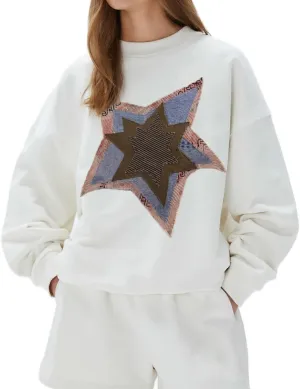 Women Y2k Star Graphic Sweatshirt Oversized Crewneck Long Sleeve Sweater Shirt Aesthetic Vintage Sweatshirt Hoodie