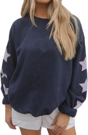 Women Y2k Star Graphic Sweatshirt Oversized Crewneck Long Sleeve Sweater Shirt Aesthetic Vintage Sweatshirt Hoodie