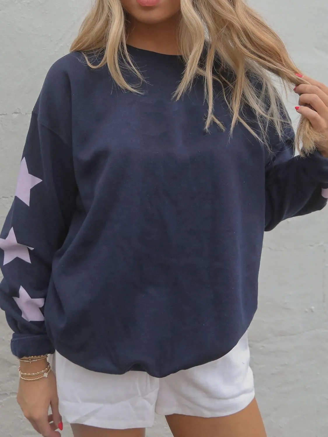 Women Y2k Star Graphic Sweatshirt Oversized Crewneck Long Sleeve Sweater Shirt Aesthetic Vintage Sweatshirt Hoodie
