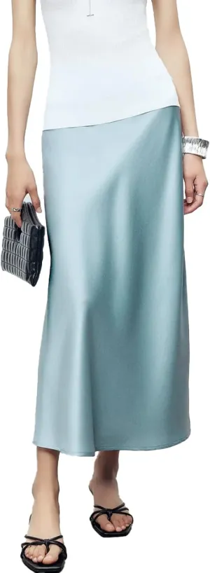 Women's 100% 22 Momme Silk Maxi Skirt-Fashionable, Comfortable, and Versatile