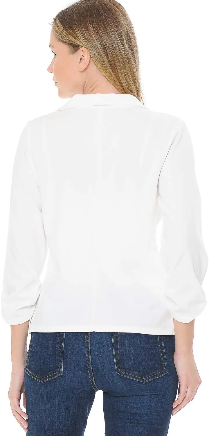 Women's 3/4 Sleeve Lightweight Casual Work Knit Blazer Jacket (S-3XL)