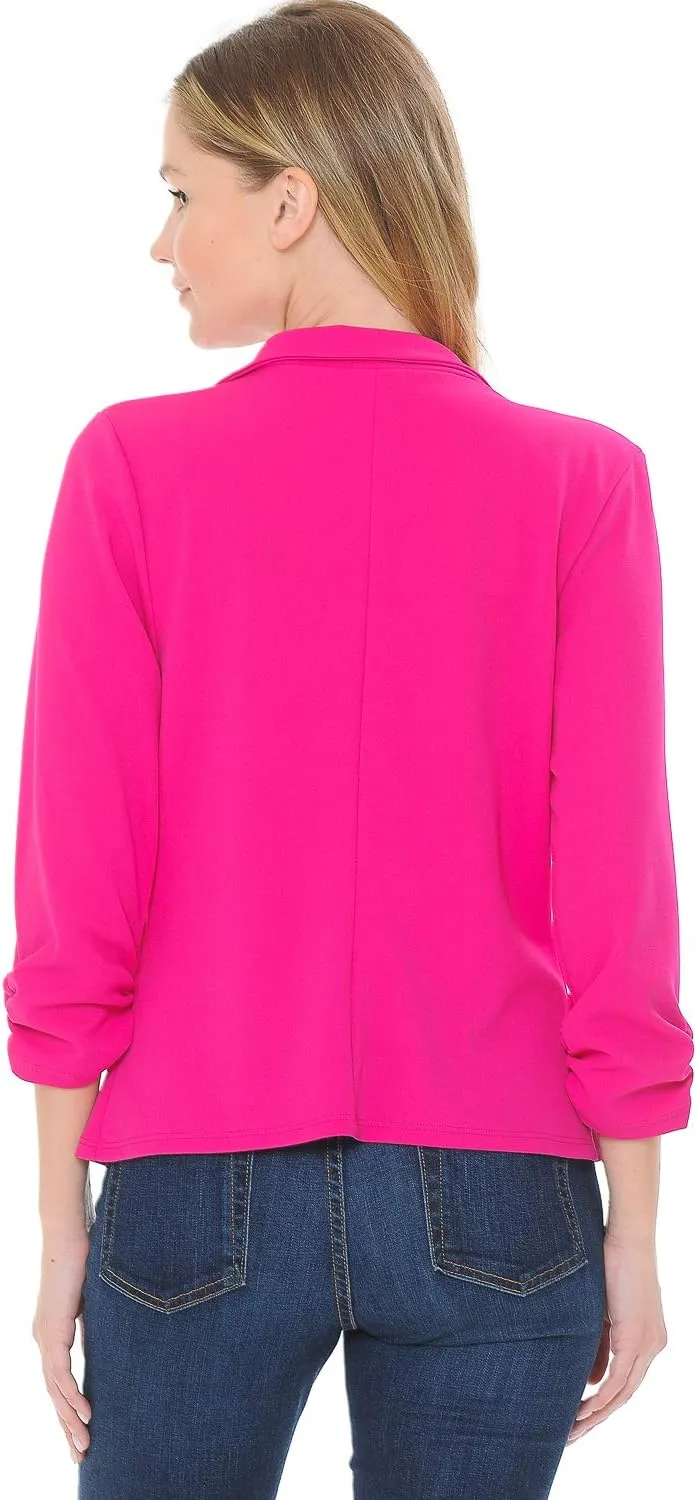 Women's 3/4 Sleeve Lightweight Casual Work Knit Blazer Jacket (S-3XL)