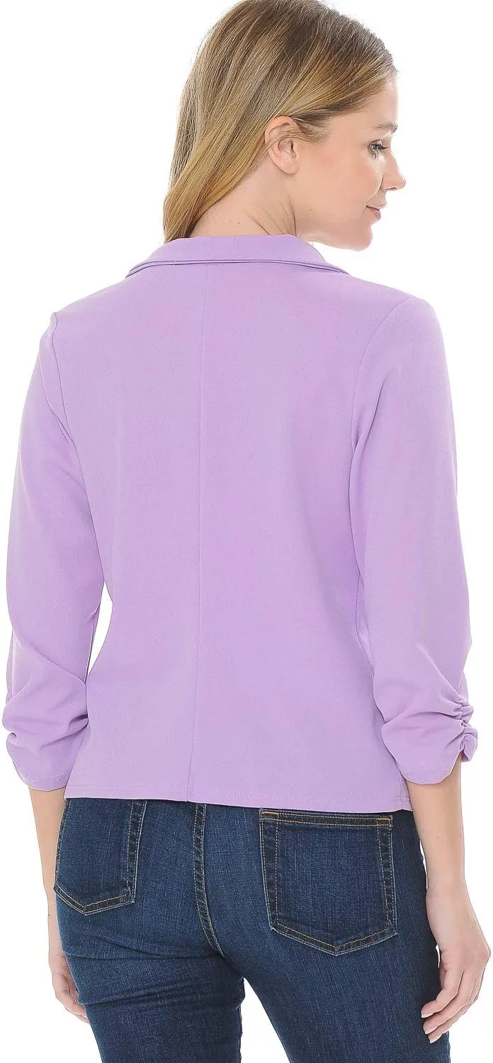 Women's 3/4 Sleeve Lightweight Casual Work Knit Blazer Jacket (S-3XL)