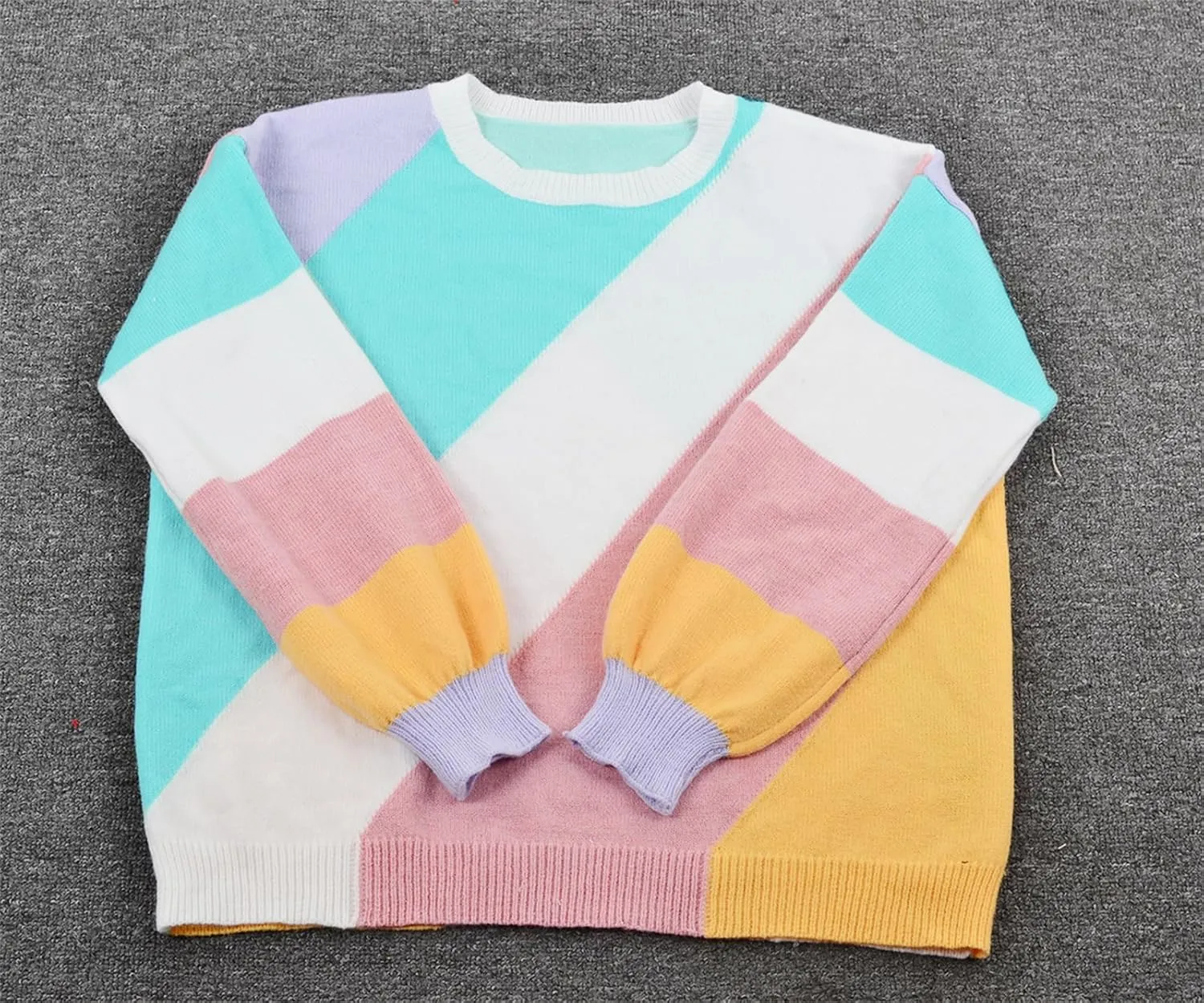 Womens Autumn Winter Sweaters Warm Comfortable Pullovers Casual Cardigans Ladies Striped Round Neck Fashion Sweater
