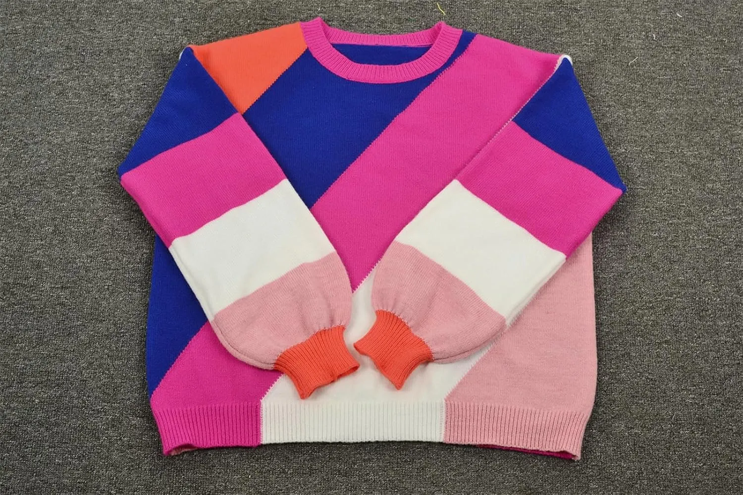Womens Autumn Winter Sweaters Warm Comfortable Pullovers Casual Cardigans Ladies Striped Round Neck Fashion Sweater